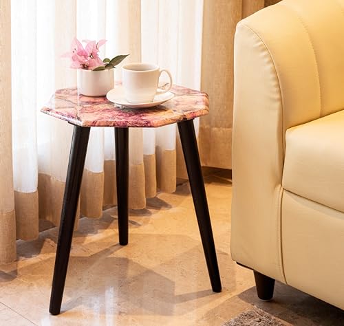 Image of UHUD CRAFTS Marble Design Table | Wooden Side Table for Bedroom & Living Room | Coffee Table & End Table for Your Office & Living Room Decor