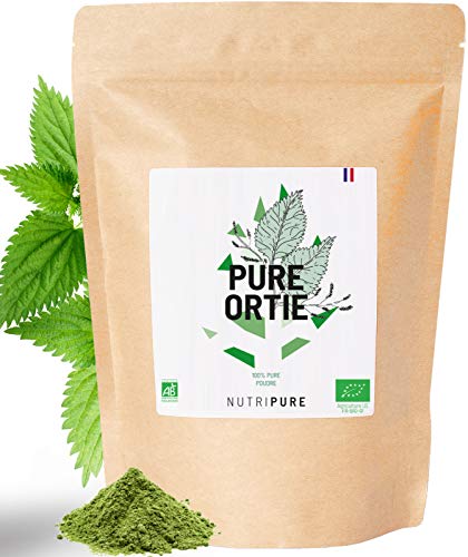 Feuilles d'ortie bio en poudre • Riche en oligo éléments et en minéraux • Favorise la circulation veineuse et le bien être circulatoire • Aide à se sentir plus énergique • Sachet de 150G • NUTRIPURE Cover
