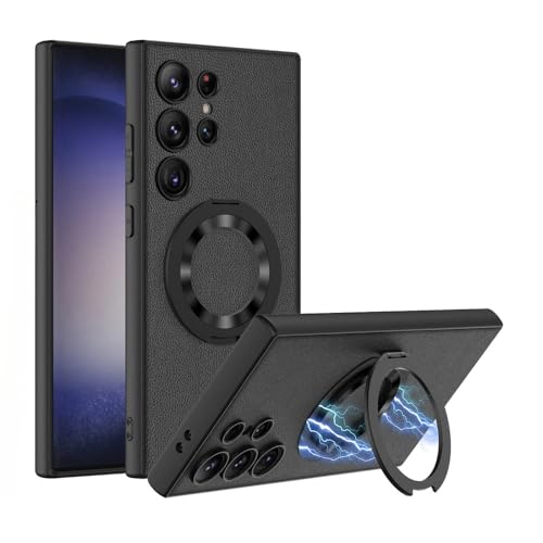 Étui de téléphone en cuir avec béquille pour Samsung S23 Ultra antichoc noir