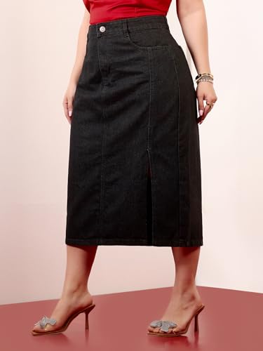 Image of Miss Chase A+ Women's Regular High Rise Above Knee Stretchable Denim Shorts & Skirts