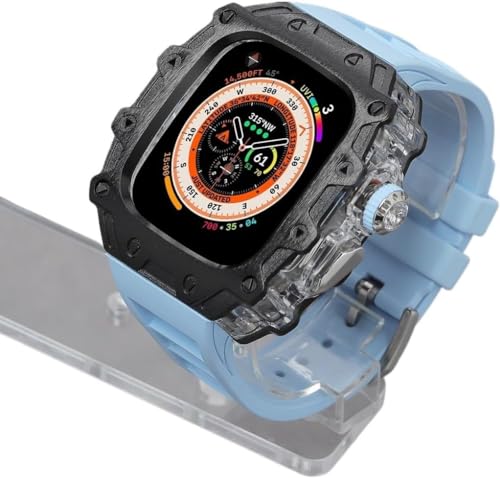 Bracelet Apple Watch Ultra 2 49 mm luxe en caoutchouc et boîtier métal transparent SCHIK Rm