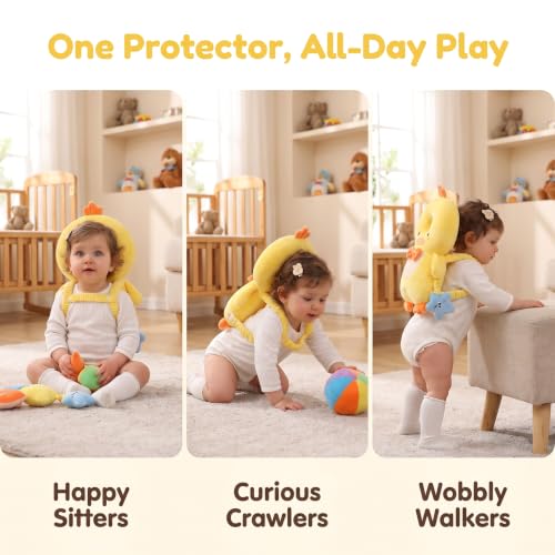 Image of Baby Head Protector Backpack - Soft & Lightweight Fall Cushion Backpack for Toddlers Walking and Crawling(Yellow Chick)