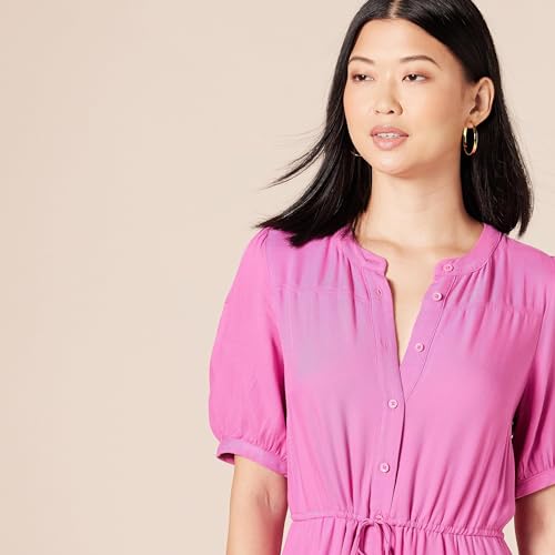 Amazon Essentials AEW30039SP21-BTPNK-LARGE Women'S Relaxed Fit Half-Sleeve Waisted Midi A-Line Dress thumb #3