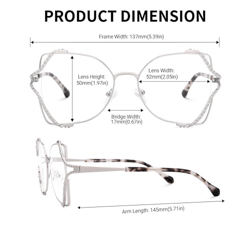 Image of Zeelool Metal Butterfly Glasses Classic Eyewear for Women Blue Light Blocking Glasses Anti Eyestrain Glasses ZJGM610701-03 Silver