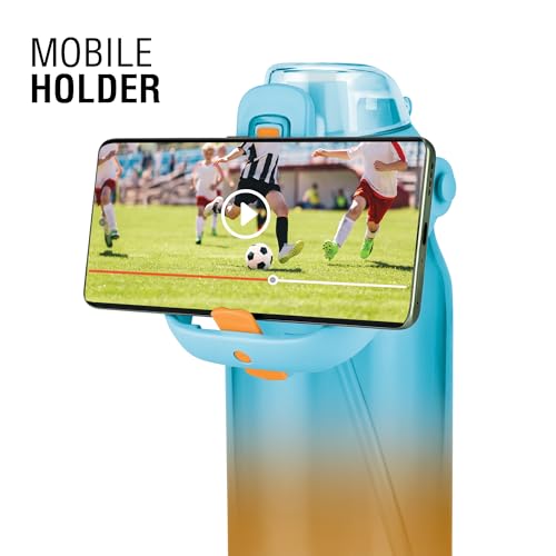 Image of MILTON Juwel 1000 Premium Crystal Clear Unbreakable Material Sipper Water Bottle|BPA Free|One-Touch Open|Leak-Proof|Sturdy Handle Cum Mobile Holder|Ideal for Office, School, Gym, 975ml, Turquoise Blue
