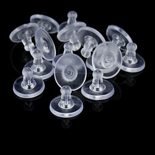 Image of Clear Silicone Earring Back Stoppers Findings Stud Earring Plugs for Jewellery Making - 200 Pcs (10mm, Clear White)