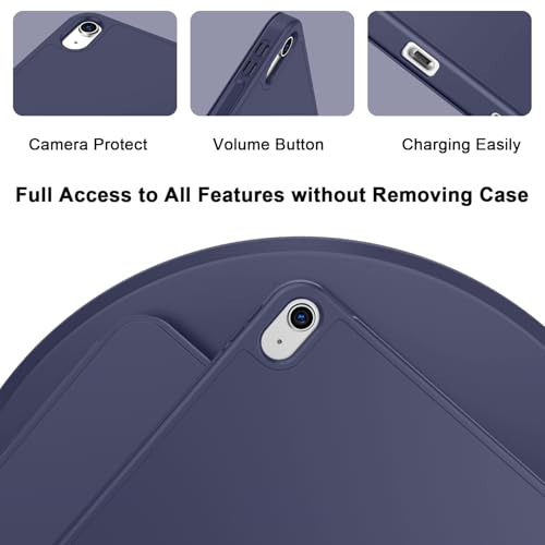 Image of ToaPoia Case for iPad (A16) 11 Inch 2025 /iPad 10th Generation 10.9 Inch 2022, Slim Trifold Stand Protective Cover with Pencil Holder and Soft TPU Back,Support Auto Sleep /Wake (Dark Blue)