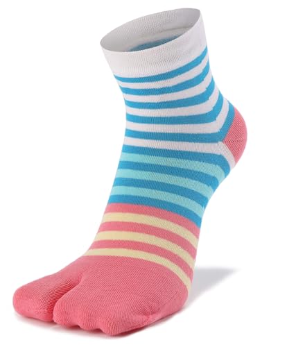 Image of Women's Solid 2 Toe Flip Flop Tabi Socks Geta Ankle Cotton 5 /6 Pairs