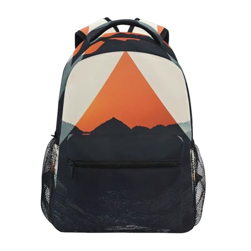 WOIWB Mountain Vintage Kid's School Backpack for Girls Boys, Bookbag Hiking Backpacks Small Size