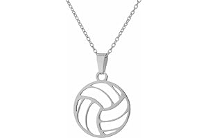Women's Stainless Steel Volleyball Pendant Necklace | Fashion Jewelry Charm Pendant for Sports Fans