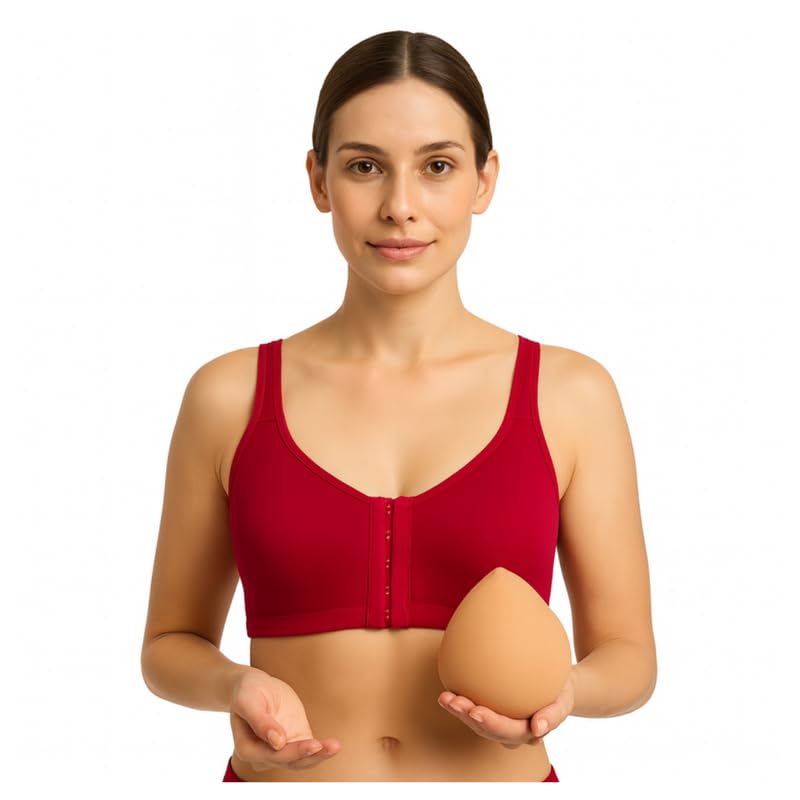 Sugar Shell | Firefly Mastectomy Bra (Front Open, Full Coverage, Non-Wired, Non-Padded) with One Breast Prosthetic (Removable, Washable, Light Weight, Polyfil, Symmetric Tear Drop) | Combo Pack-image-21