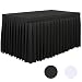 Tina 8' ft Polyester Fitted Tablecloth Table Skirt for Wedding Banquet Trade Show Black