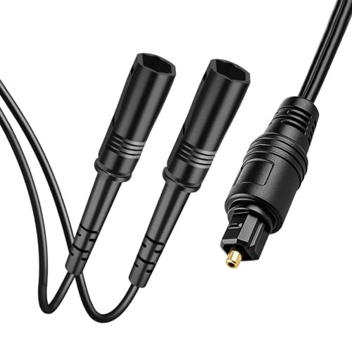 Toslink Cable Fibra de Audio Optica Splitter Cable audio SPDIF 1 Conector Entrada 2 Hembras Digital Fiber Optic Audio Splitter SPDIF Extension Cable para Reproductor de DVD TV Amplificador Soundbars