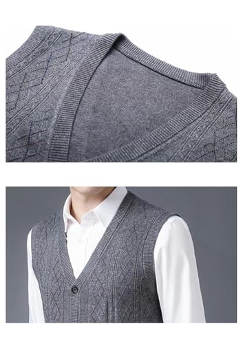 Men Wool Knitted Vest Cardigan Sleeveless V-Neck Waitstcoat Single-Breasted Sweaters Tank Top4
