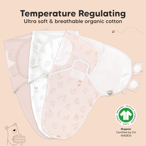 Image of KeaBabies 3-Pack Organic Baby Swaddles for Newborns (ABC Land Rose, 0-3M) | Baby Girls, Boys, Soft Organic Cotton, Newborn Swaddle Sleep Sack, Nursery Swaddling Blankets