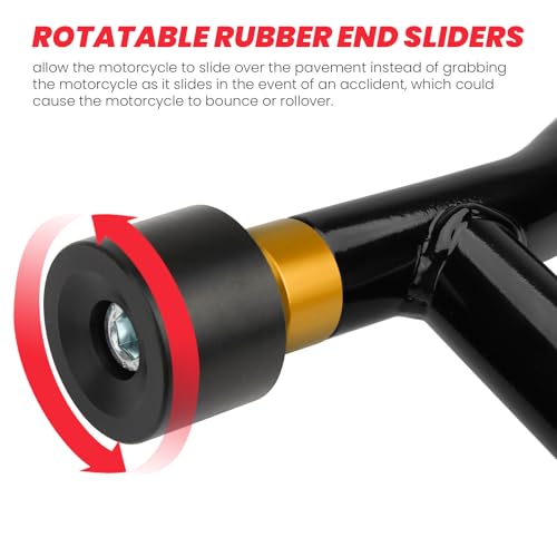 kekykm Motorcycle Engine Guard Saddlebag Guard Crash Bar Decorative wheel Rotatable End Sliders M12 Screw compatible with Harley Davidson Touring Softail Flat Out Tip Over Bar (Orange-End Sliders) by kekykm - Image 5
