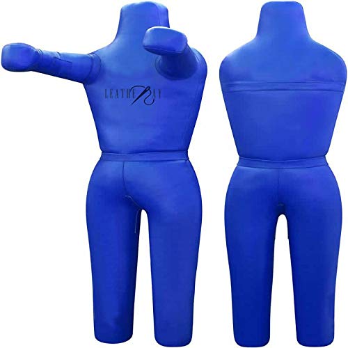LEATHERAY MMA Jiu Jitsu Judo Punching Bag Grappling Dummy Blue Synthetic Leather- 59 inches-Unfilled