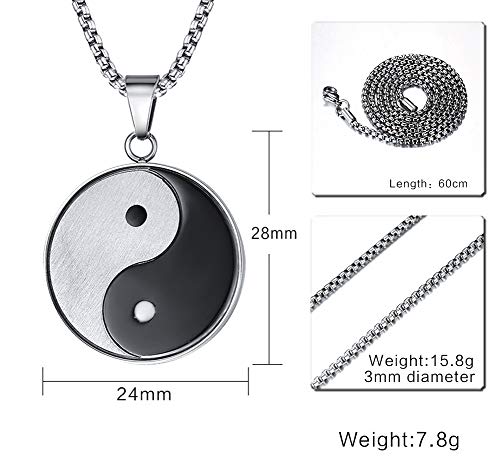 VNOX Chinese Philosophy Taoist Symbol Yin-Yang Taichi Yoga Stainless Steel Rhinestone Pendant Necklace,Amulet Jewelry2