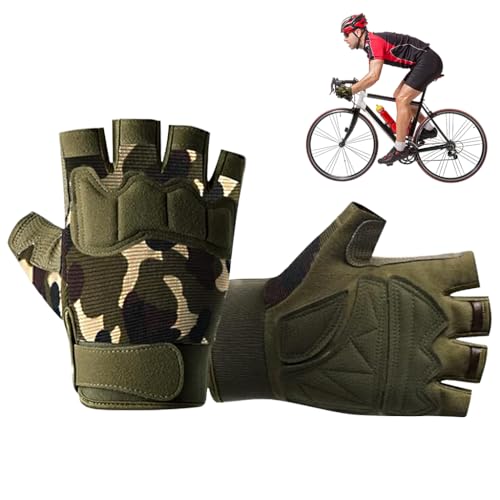 Image of Proberos Riding Gloves for Bikers Men & Women, Anti-Slip Adjustable Wrist Support Gloves, Breathable Fingerless Cycling, for Motorcycle, Gym, Weightlifting, Outdoor Sports, Camouflage (XL)
