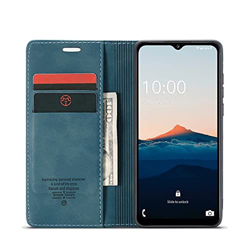 Image of BOUNCEBACK Faux Leather Flip Flap Back Stand Case /Cover For Samsung Galaxy M42 - Cool Blue