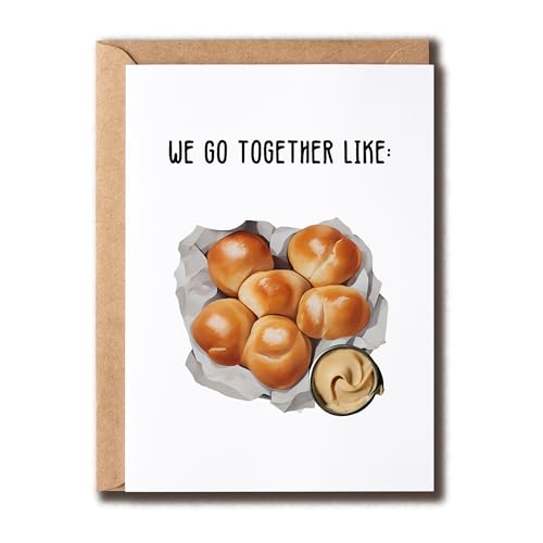 Cute Texas Rolls And Butter Card - Aesthetic And Funny Foodie Roadhouse Restaurant Gift - Valentine's And Restaurant Gift