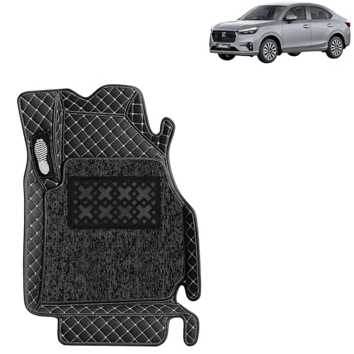 Image of KINGSWAY Accessories Premium 7D Car Foot Mats Only Compatible with Honda Amaze (Automatic Transmission) Year 2025 Onwards, Set of 3 Pcs, 100% Waterproof 7D Car Floor Mats, Classic Black