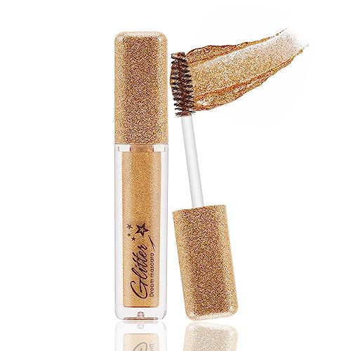 Boobeen Máscara de Pestañas con Purpurina, Máscara de Pestañas con Brillos de Diamantes, Maquillaje de Pestañas de Larga Duración, Impermeable, Alargador, Voluminizador, para Fiestas y Bodas