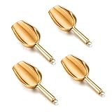 TeamFar Ice Scoop, 5 Oz Stainless Steel Small Food Scoop, Utility Scoop for Kitchen/Bar/Party/Wedding, Healthy & Sturdy, Mirror Finish & Smooth Edge, Dishwasher Safe, Set of 4, Gold