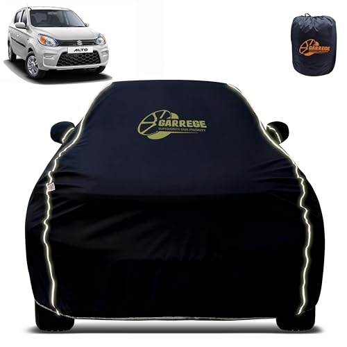 Image of Reflector Waterproof Car Cover for Maruti Alto 800 with Mirror & Antenna Pocket | All Weather Protection | Washable Fabric | Black Color