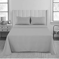 Luxury Flat Sheet, 200 Thread Count 100% Egyptian Cotton Premium Hotel Quality Wrinkle and Fade Resistant Super Soft Top Sheet - Non Iron Easy Care Bedding Sheet (Silver, Double)