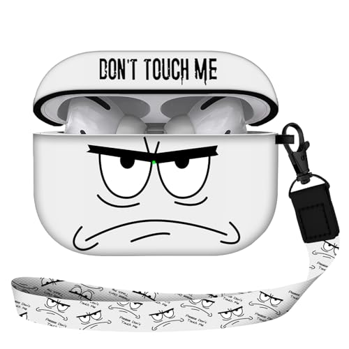 Image of for Airpods Pro 2nd Generation Case,Don't Touch Me Cool Cover with Lanyard Big Eyes Cute Cartoon for Airpods Pro 2nd Generation Case,Soft Shockproof Cover for Women Men-White