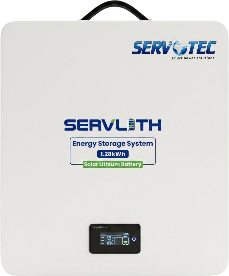 Image of SERVLITH 12.8V /100Ah Solar Lithium Battery | High Performance Lithium Battery | 60-Month Warranty