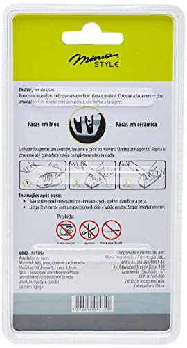 Mimo Style Amolador de Facas Manual, Material de Aço Inox e Plástico Emborrachado, Leve e Fácil de Manejar, Formato Ergonômico e Prático, Possui Dois Encaixes (Amolar e Afiar) - Imagem 3