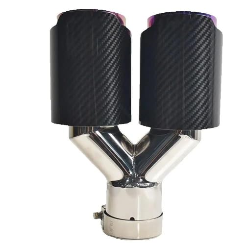 Tubo De Silenciador De Escape Punta Silenciador Tubo Escape Universal Acero Púrpura Doble Acabado Brillante Carbono Parte Central Igual Longitud Puntas De Escape(51-76mm)