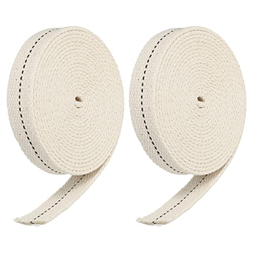 Tool parts Cotton Oil Lamp Wick 3/4 Inch Flat Wide 3 Meter/10Ft Long Black Stitch - 2 Roll