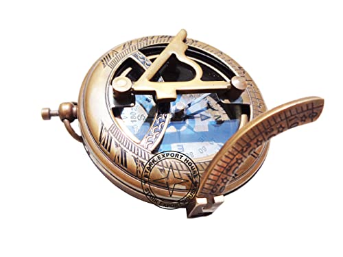 Brújula Antigua Redonda de Latón con Reloj Solar de 3 Pulgadas - Stark Export House miniatura 3