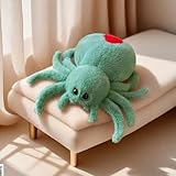 XItbyja Halloween Stuffed Animal Spider Plush Soft Fur Huggable Green Spiders Pillow, Adorable Playtime Plush Toy,Stuffed Spider Super Soft Plush Doll Animal Toy for Kids & Adults 9.8inch