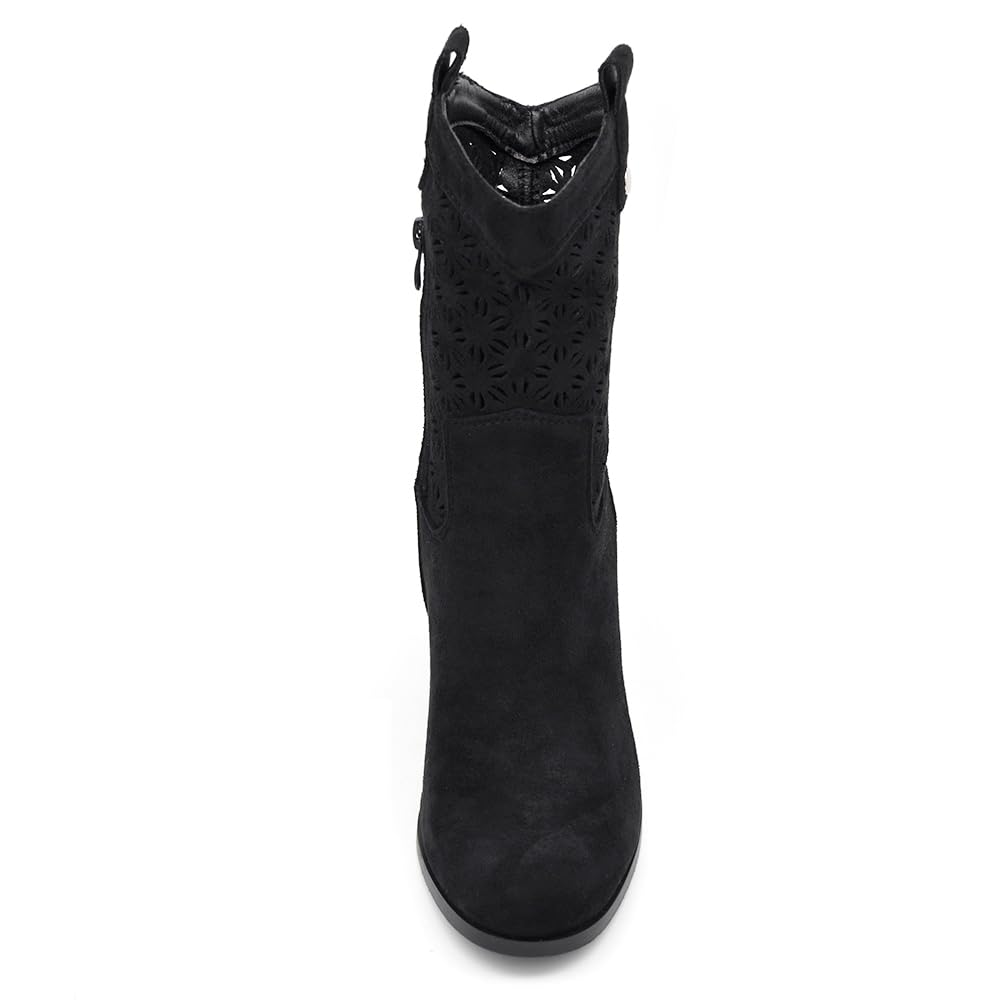 IF Fashion Stivali Stivaletti Tronchetti da Donna Traforato Camoscio Sintetico Con Tacco XG115