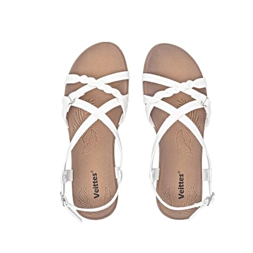 Image of Veittes Women's Casual Ankle Strappy Flat Slide Sandals