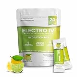 ELECTRO IV Sugar-Free Electrolyte Powder Packets, Lemon Lime, 20 Stick Packs, Hydration Drink Mix with Electrolytes + Vitamins C, B3, B5, B6 & B12, Vegan, Non-GMO