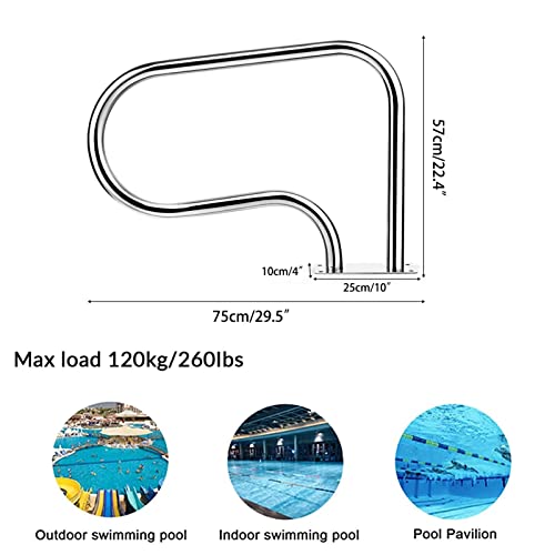 Barandilla para piscina de acero inoxidable 29.5x22.4 pulg. miniatura 2