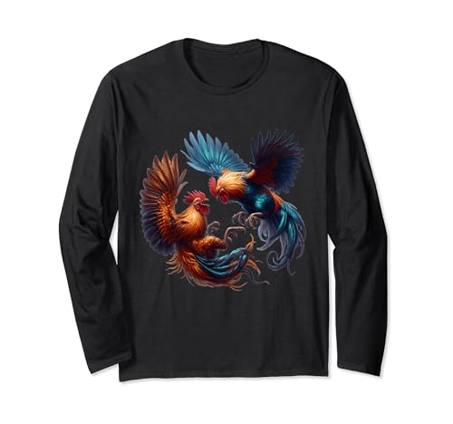Colorato Gallo Artistico Showdown Vibrante Tema Animale Maglia a Manica