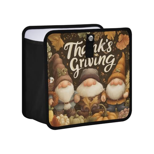 Image of Car Trash Can Organizer Bin with Adjustable Strap for Back Front Seat Console Waterproof Leakproof Collapsible Portable 8.66 Inch Autumn Gnomes Pumpkin Brown