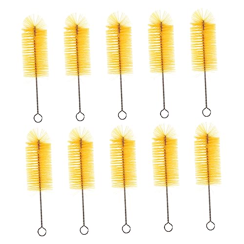 COLLBATH 10pcs Straw Brush Cleaning Brush Limpiador De Biberones De Kitchen Washing Brushes Kit Waterbottle with Straw Stainless Water Bottle Straw Cleaning Brush Yellow Stainless Steel