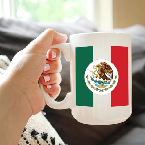 Taza de café bandera de México cerámica 15 oz miniatura 3