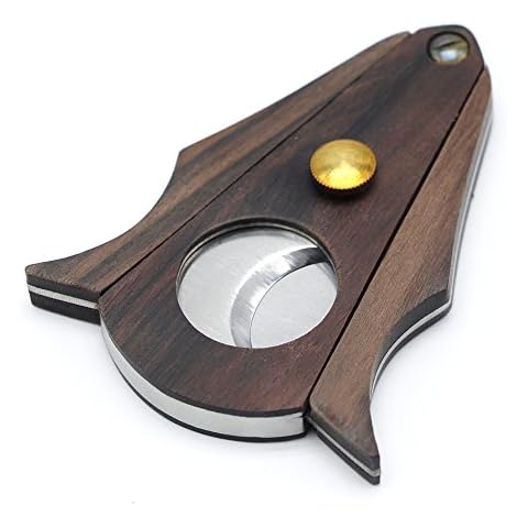 G GALINER Cigar Cutter Lock System Wood Stainless Steel Double Cut Blade Cigar Guillotine Cutter in Gift Box Cover