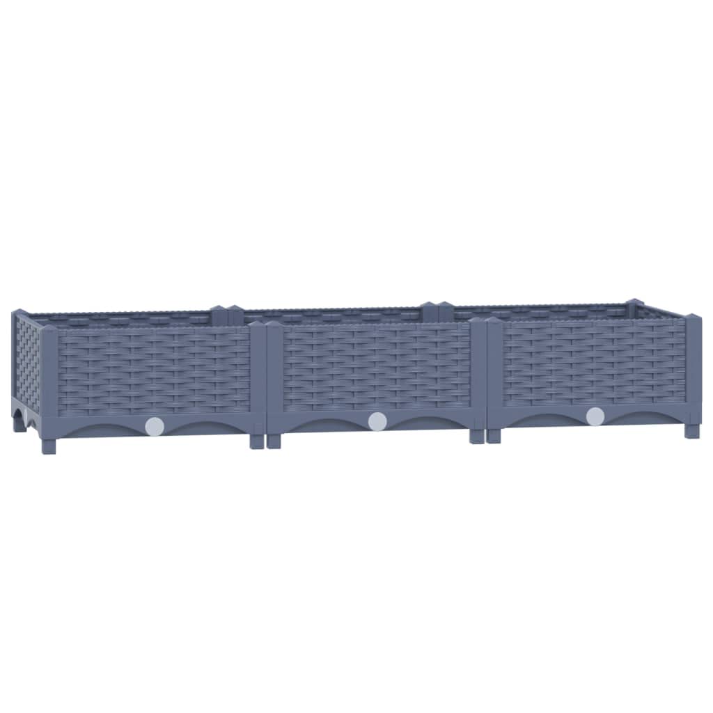 Vidaxl Blue Grey Raised Garden Bed - Spacious 120X40x23cm Polypropylene Planting Bed For Outdoor Use - Grey Rectangular Planter For Garden, Balcony Or Patio Large