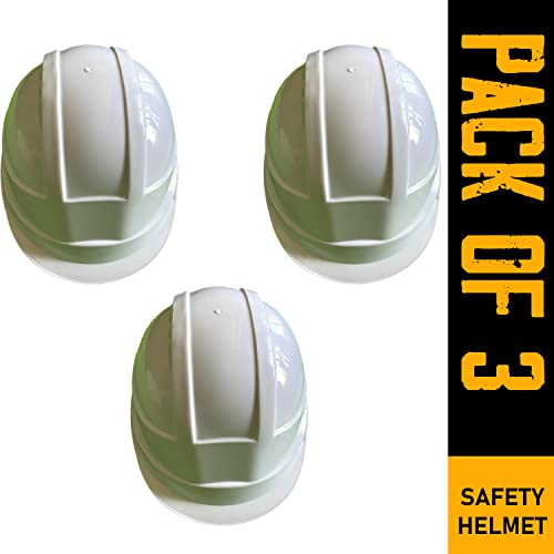Image of LADWA White Heavy Duty Superior Safety Helmet, ISI Marked Protective Hard Hat for Construction, Industrial and Outdoor Workplace Safety Use (Pack of 3)