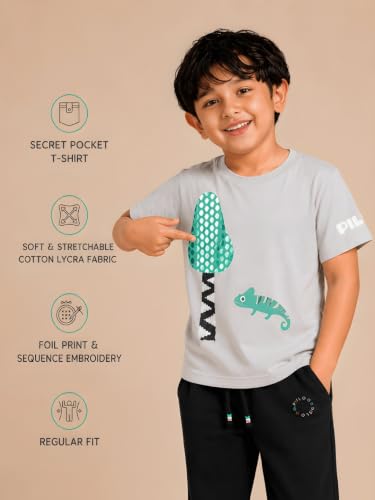 Image of Pilolo Kids Soft Cotton Lycra Pocket T-Shirt for Boy's