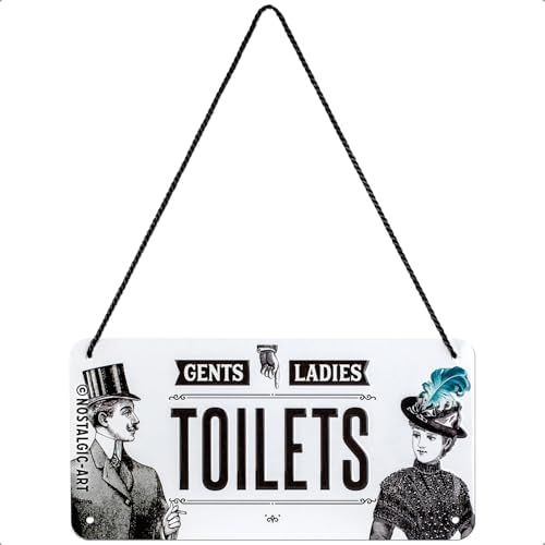 Nostalgic-Art, Ladies & Gentlemen Toilets Retro Hanging Sign Gift Idea for Nostalgia Fans Metal Vintage Design 10 x 20 cm Nostalgic-Art, Ladies & Gentlemen Toilets Retro Hanging Sign Gift Idea for Nostalgia Fans Metal Vintage Design 10 x 20 cm